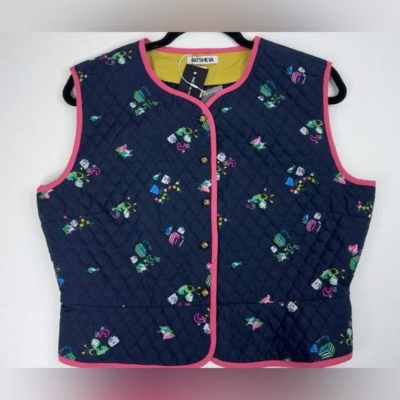 NWT Batsheva Bell Button Quilted Shell Love Letters Vest Womens Size 12 - Picture 16 of 16
